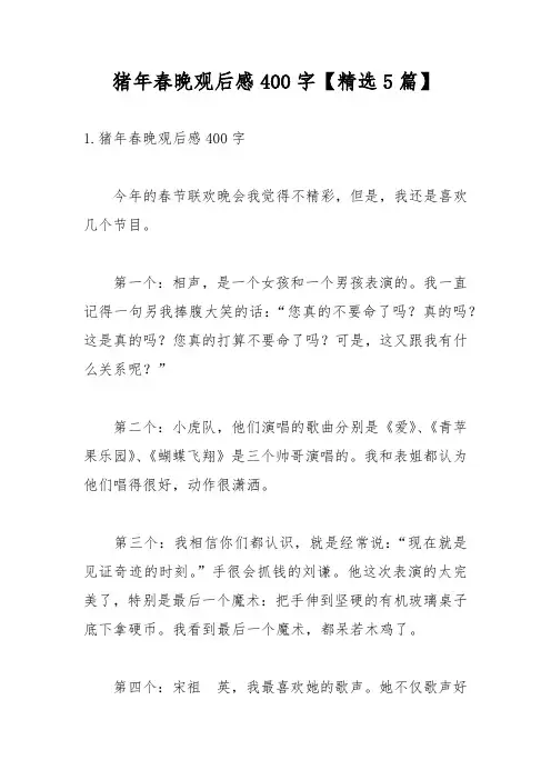 猪年春晚观后感400字【精选5篇】