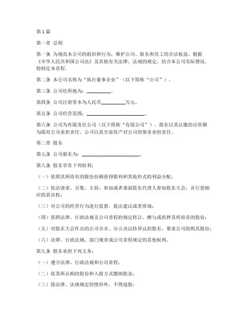 执行董事企业的公司章程(3篇)