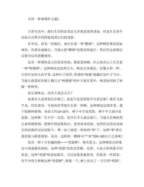 介绍一种事物作文7篇