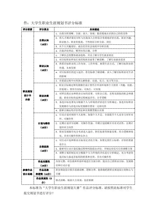 大学生职业生涯规划评分