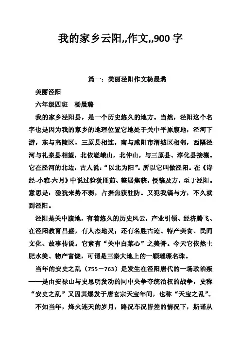 我的家乡云阳,,作文,,900字