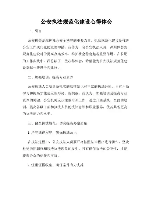 公安执法规范化建设心得体会