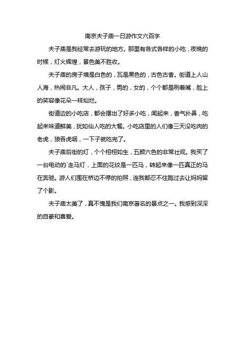 南京夫子庙一日游作文六百字