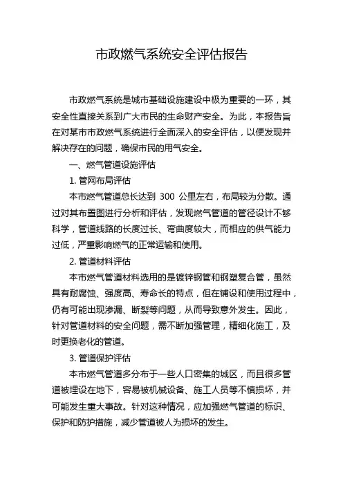 市政燃气系统安全评估报告