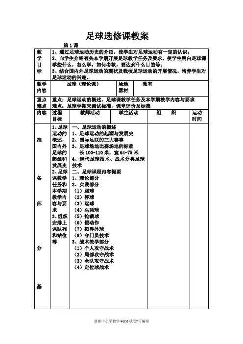 选修课——足球教案
