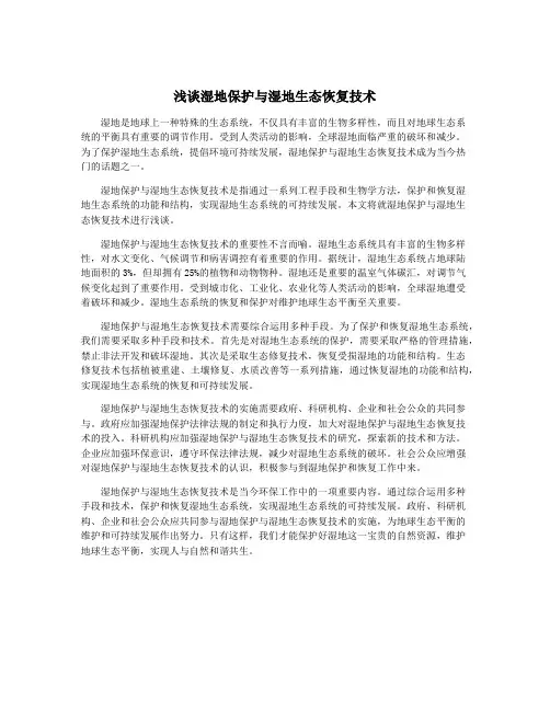 浅谈湿地保护与湿地生态恢复技术