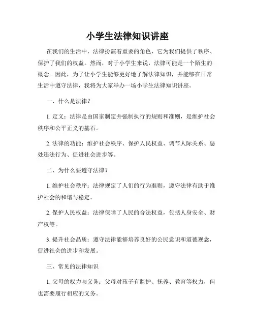 小学生法律知识讲座