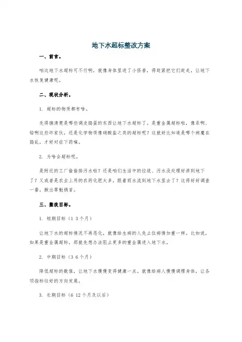 地下水超标整改方案