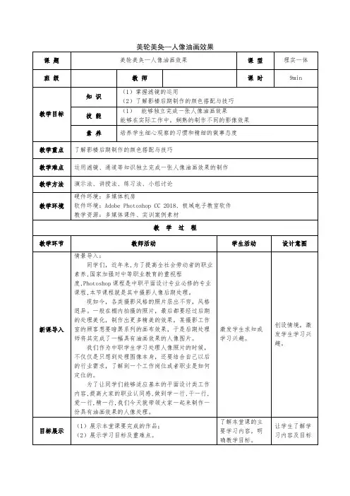 微教案—照片处理美化(人像油画效果)