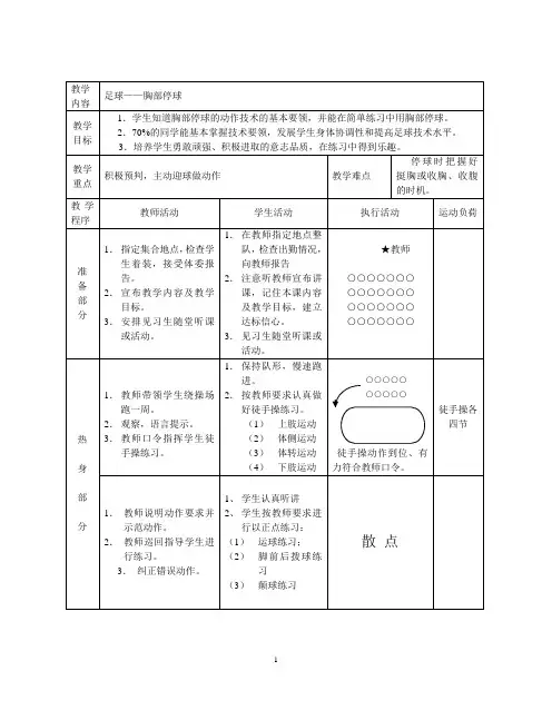 足球胸部停球技术