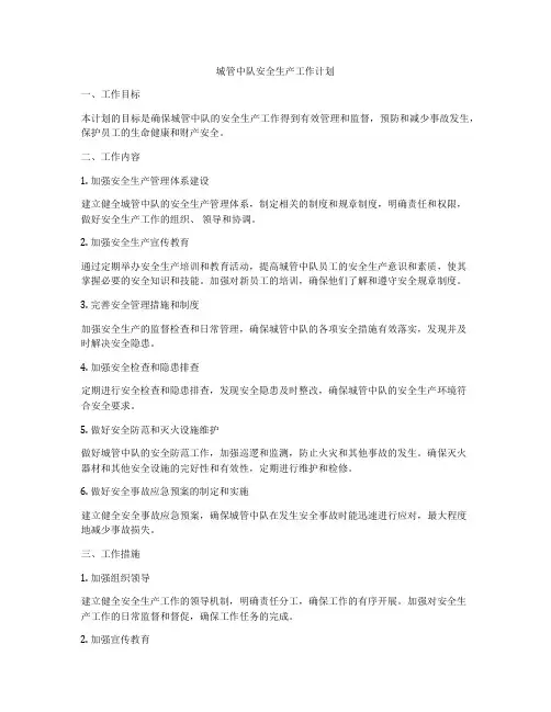 城管中队安全生产工作计划