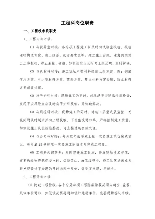 工程科岗位职责