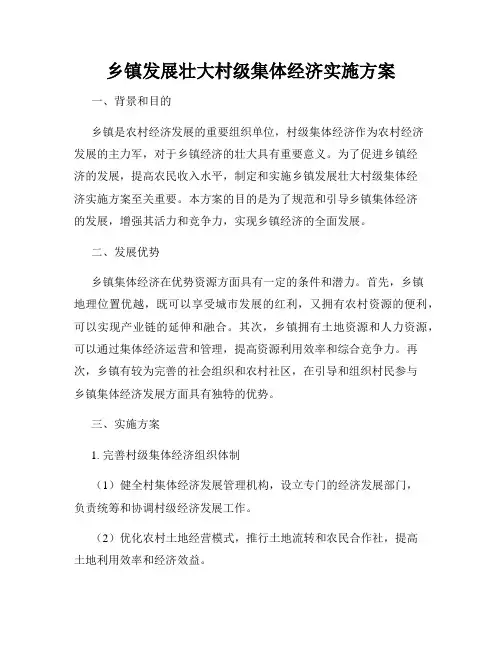 乡镇发展壮大村级集体经济实施方案