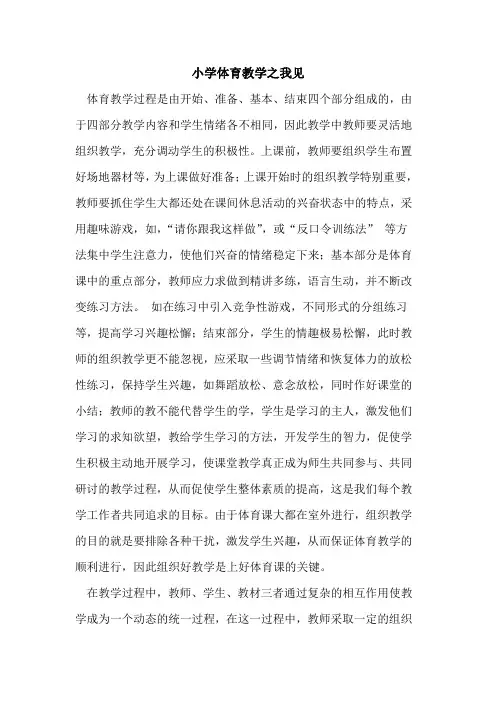 小学体育教学之我见论文