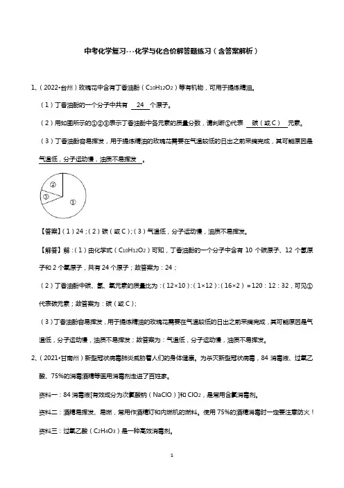 中考化学复习---化学与化合价解答题练习(含答案解析)