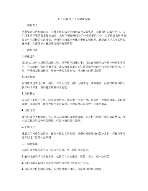 村庄环境提升工程实施方案
