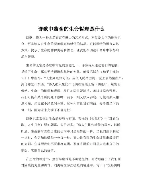 诗歌中蕴含的生命哲理是什么