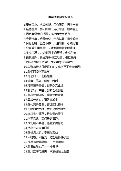 展示团队风采标语