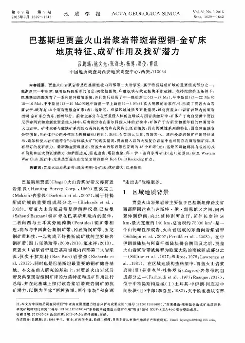 巴基斯坦贾盖火山岩浆岩带斑岩型铜-金矿床地质特征、成矿作用及找矿潜力