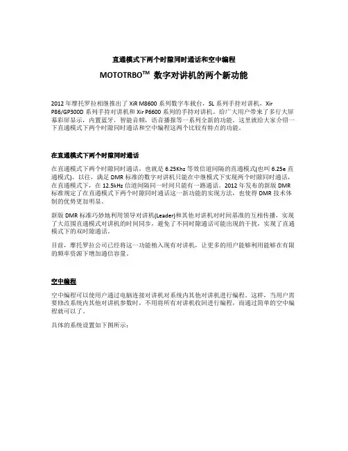 介绍MOTOTRBOTM  数字对讲机的两个新功能