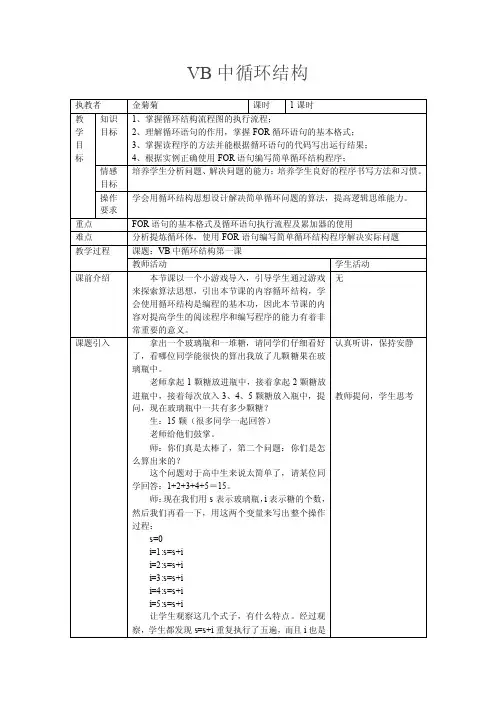 VB中循环结构