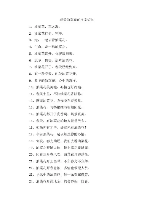 春天油菜花的文案短句