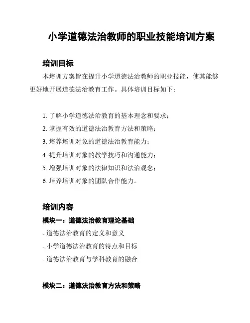 小学道德法治教师的职业技能培训方案