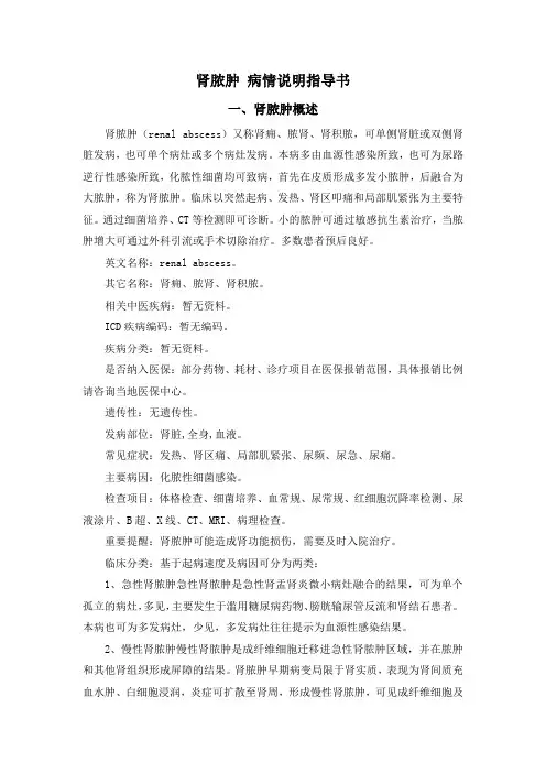 肾脓肿 病情说明指导书