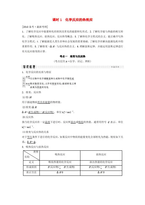 高考化学总复习专题六化学反应的热效应教学案苏教版