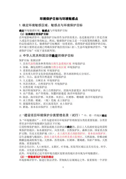 环境保护目标与环境敏感点及正确识别环境敏感保护目标