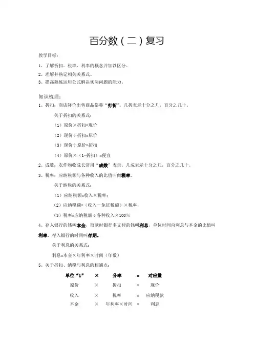 人教版六年级下数学--百分数(二)单元复习