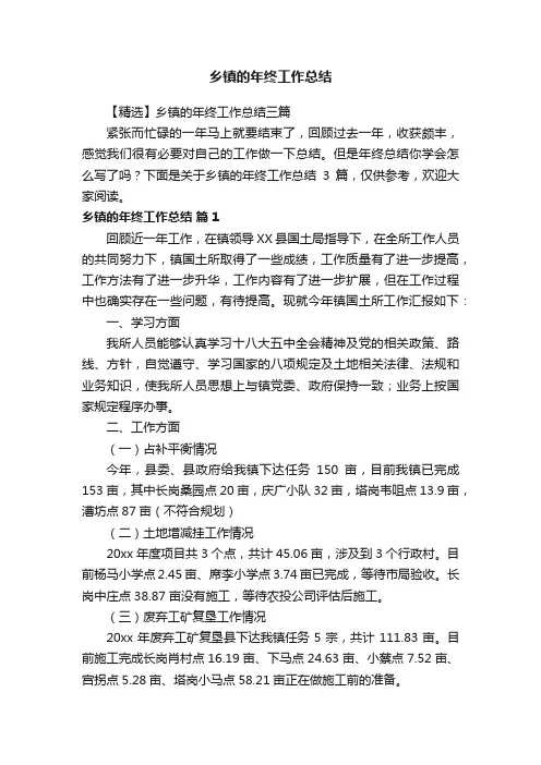 乡镇的年终工作总结