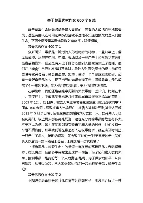 关于禁毒优秀作文600字5篇