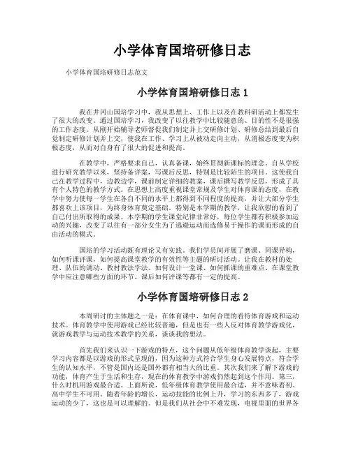 小学体育国培研修日志