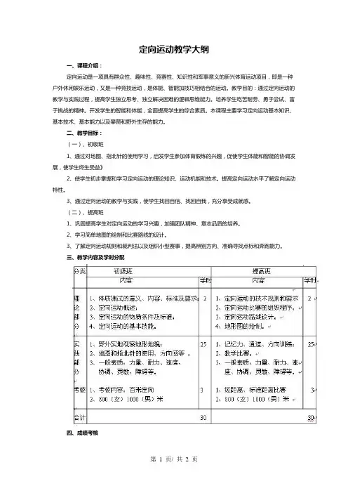 定向运动教学大纲