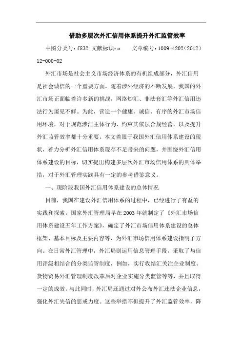借助多层次外汇信用体系提升外汇监管效率论文