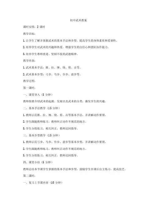 初中武术教案