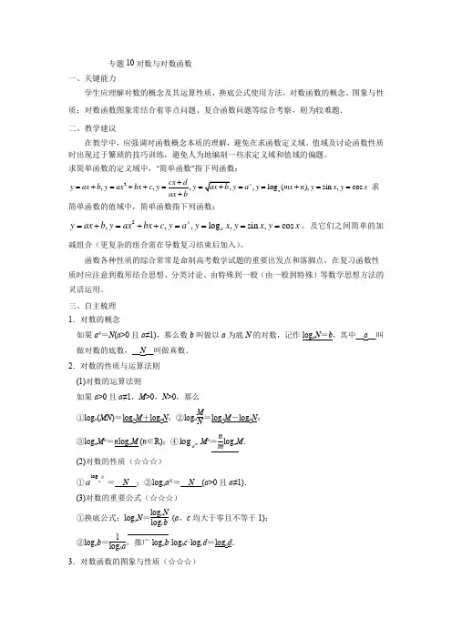 2022新高考数学高频考点题型归纳10对数与对数函数(教师版)