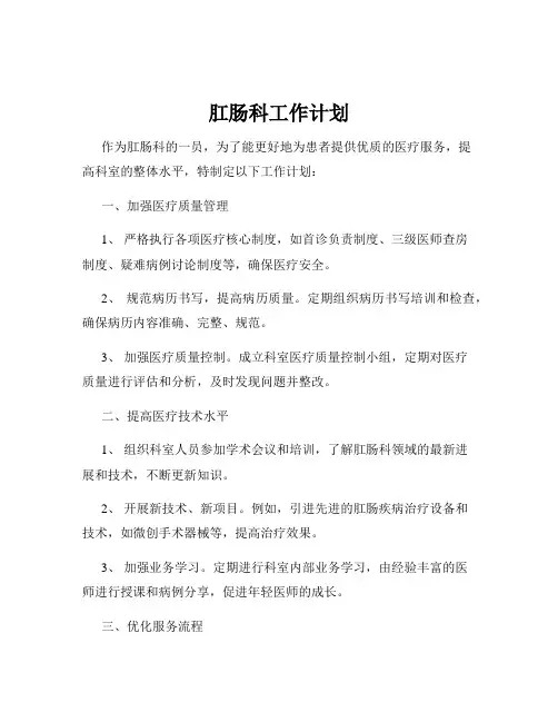 肛肠科工作计划