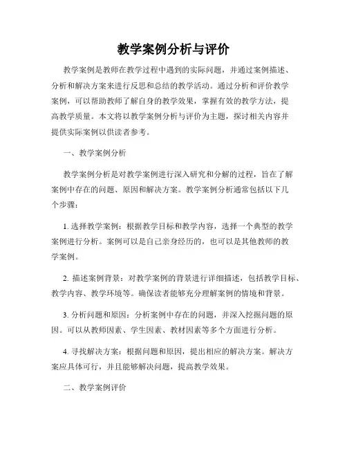 教学案例分析与评价