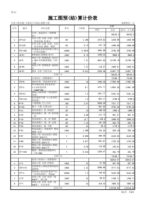 人和园林古建筑工作室别墅预算书