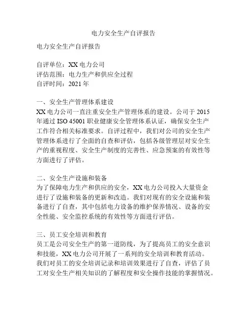 电力安全生产自评报告