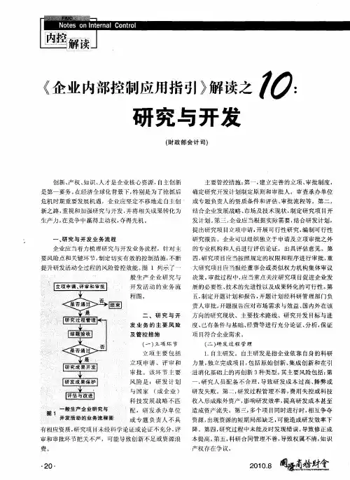 《企业内部控制应用指引》解读之10：研究与开发