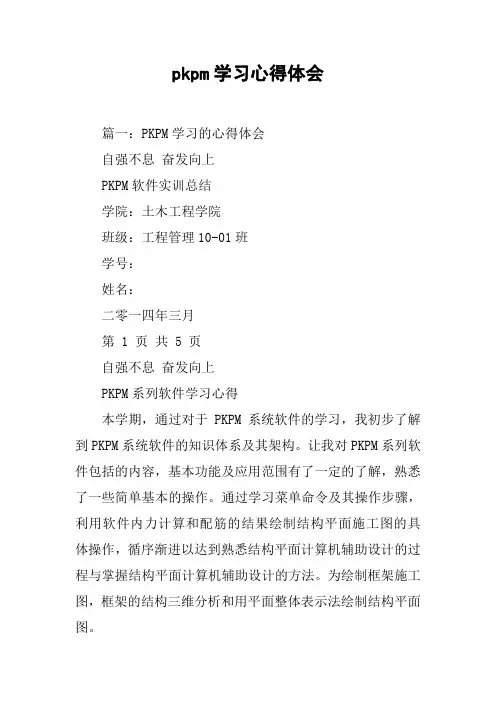 pkpm学习心得体会[工作范文]