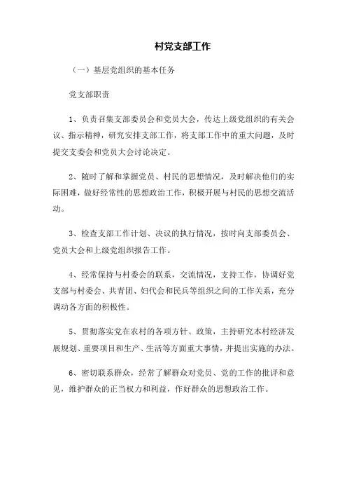 村党支部工作