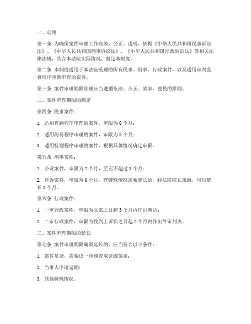 案件审理期限管理制度范本
