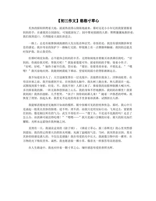 【初三作文】悠悠寸草心