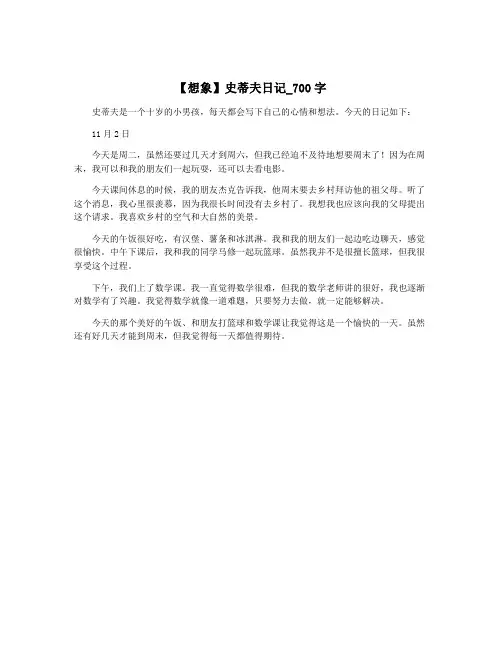 【想象】史蒂夫日记_700字