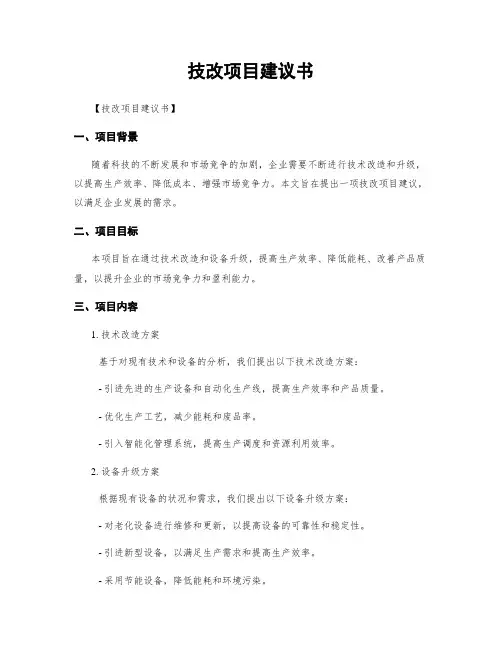 技改项目建议书