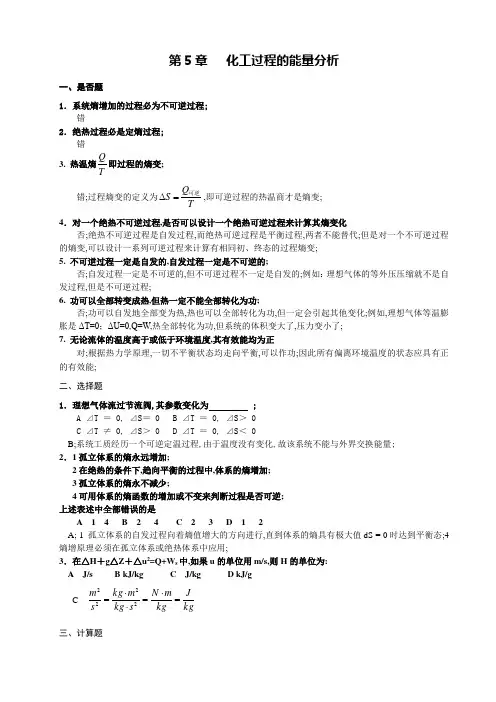 化工过程的能量分析